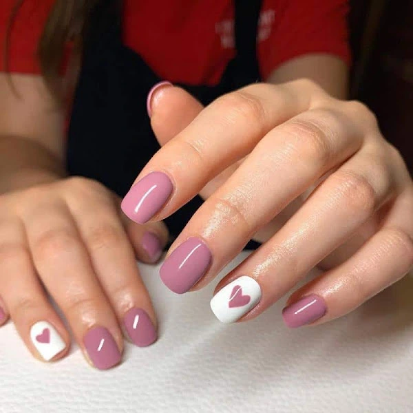 Cute heart Nail design for short nails