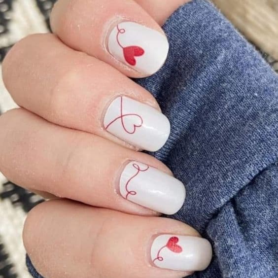 Heart Nail Art Idea for Short Nails