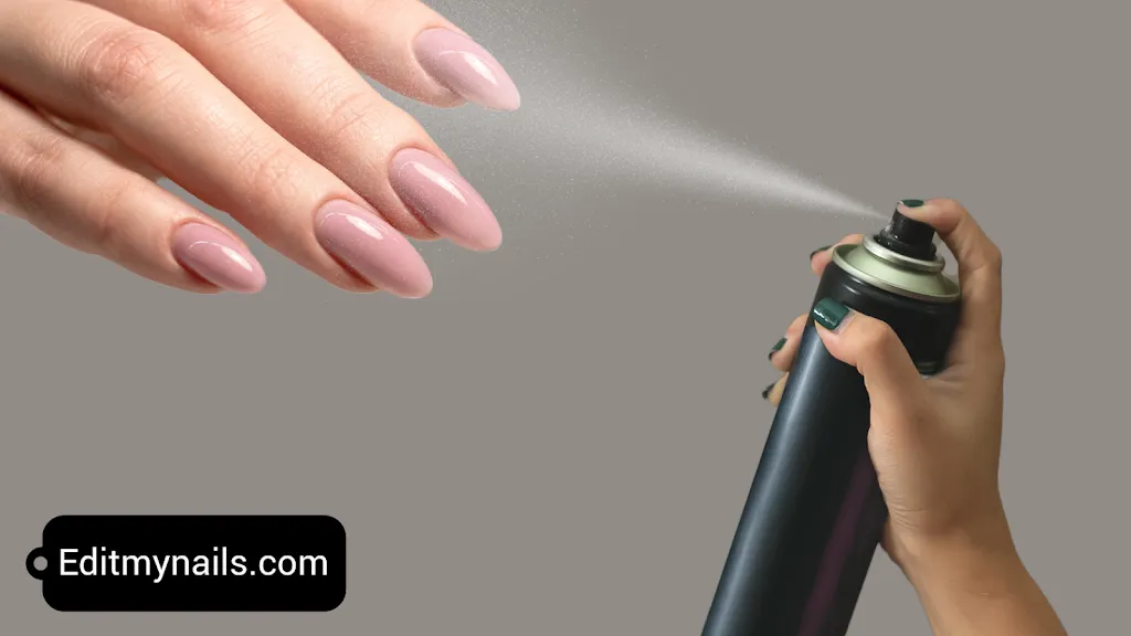 Drying nails through hair spray