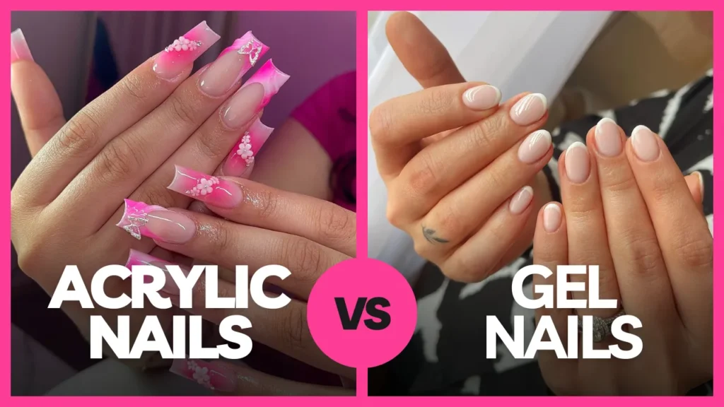 Blog banner showing gel nails vs acrylic nails