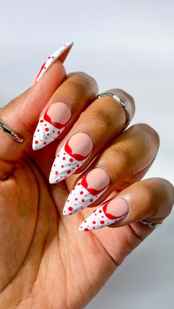 Red and white manicure