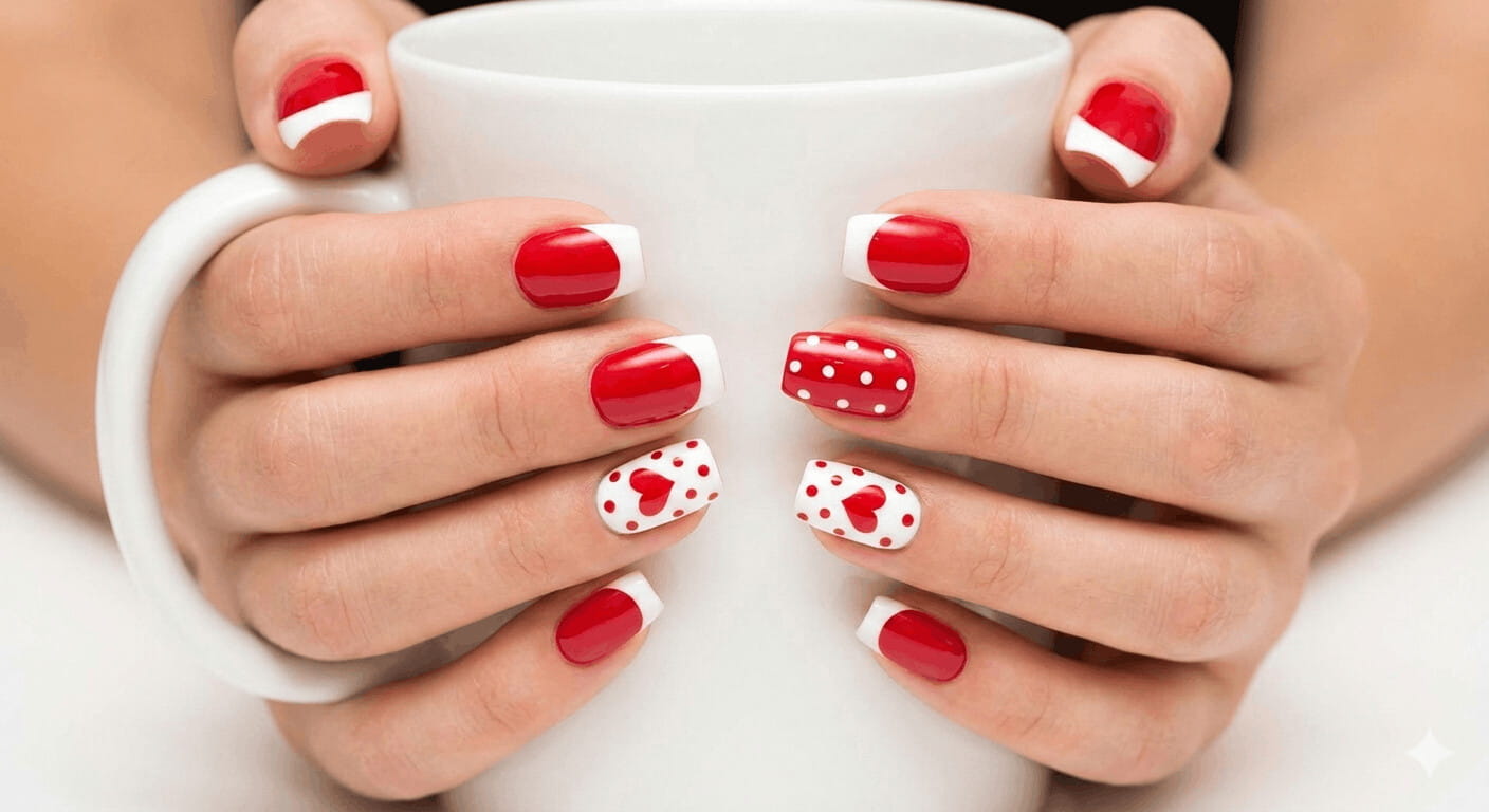 red and white nails