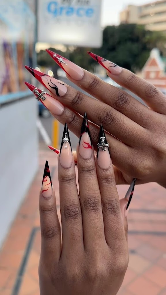 fearful red and black nails