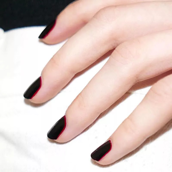 Short red and black nails