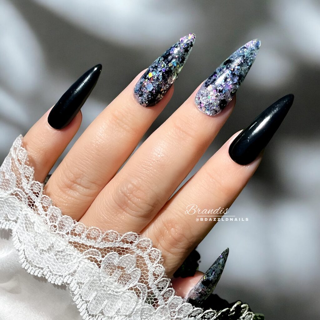 pointy black nexgen nails 