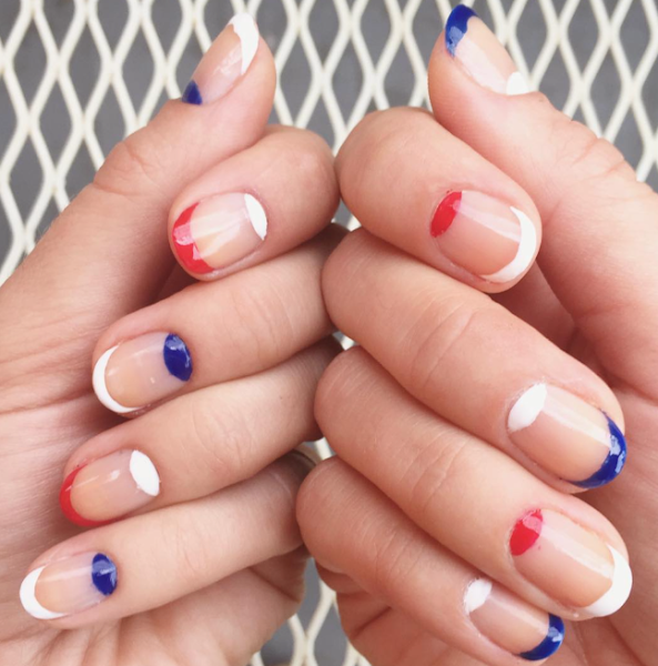 4th of july half moons nails