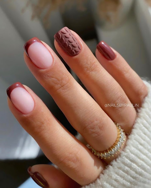 Velvet Brown Nail art for short nails