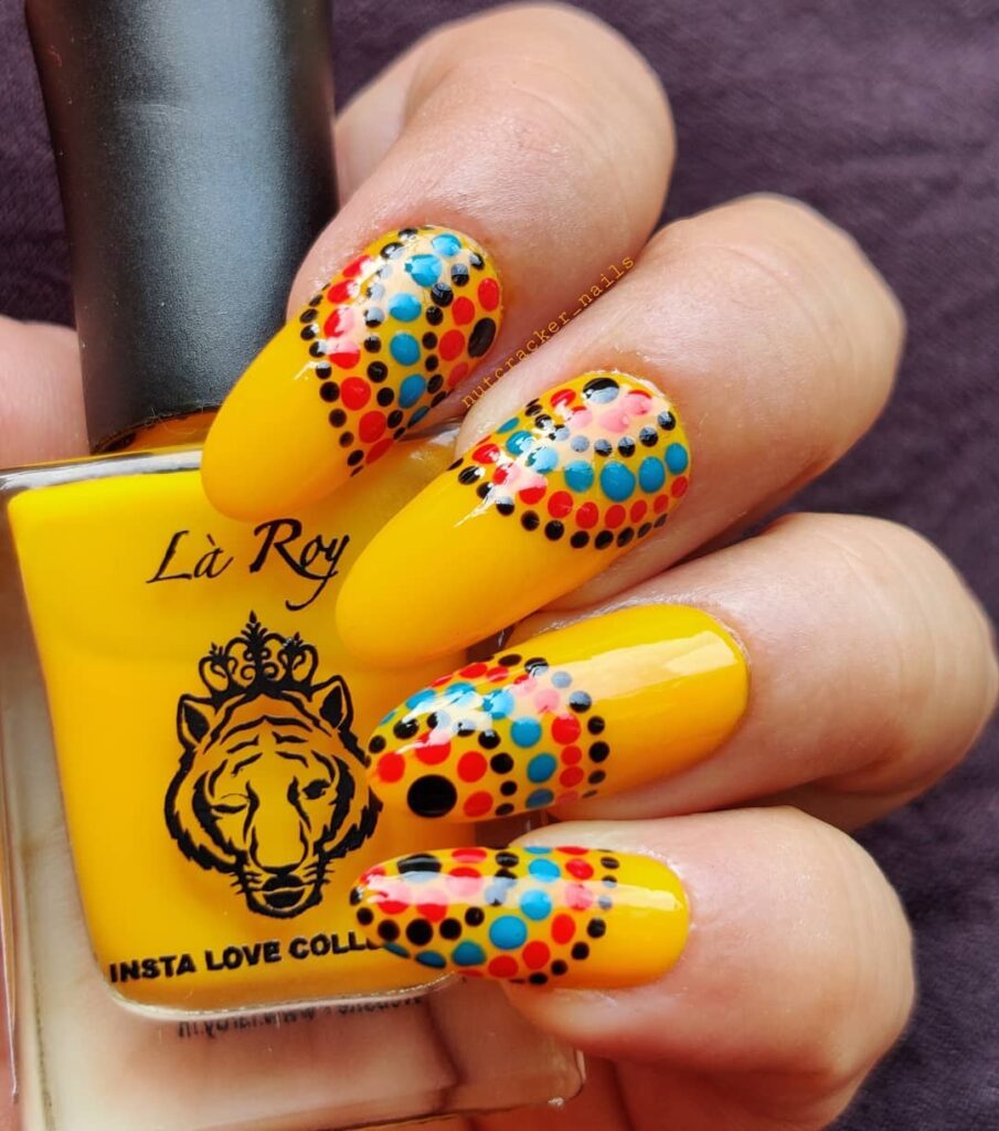 Dotticure manicure on yellow nails