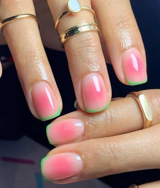 Watermelon nail trend for short nails