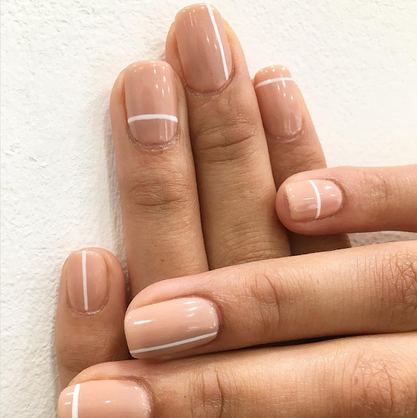 White Lines Negative space nails