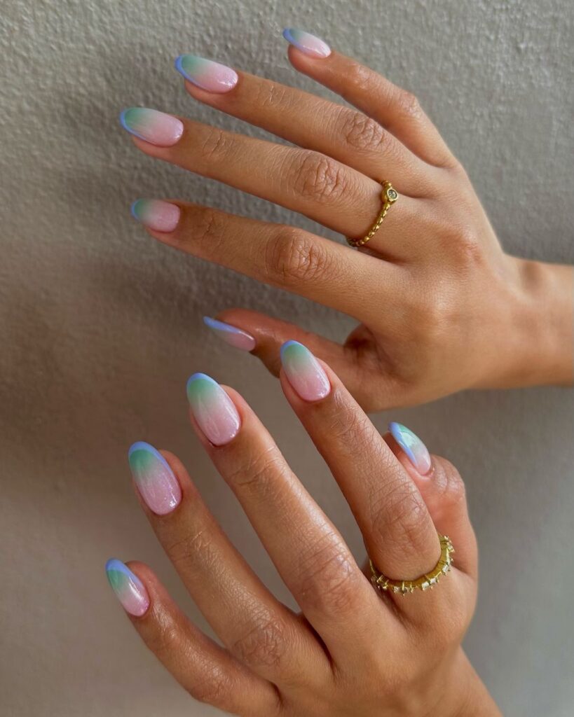 soft blue ombre nails