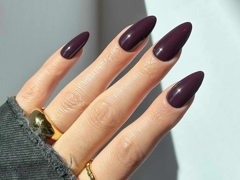 Simple dark purple halloween nails