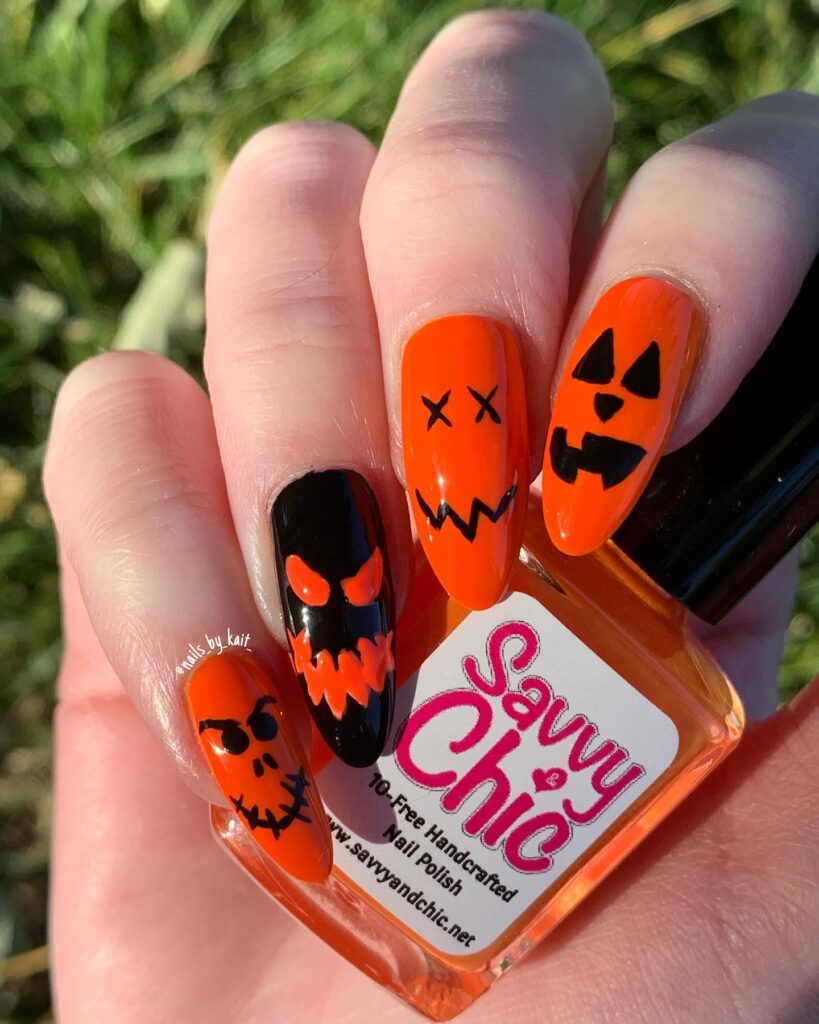 jack o’ lantern and pumpkin face nails