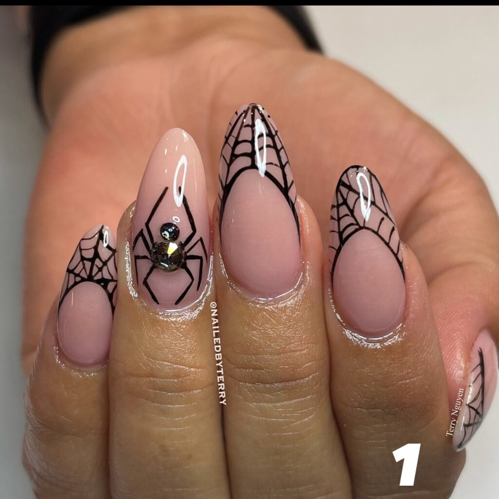 Spider web nail art