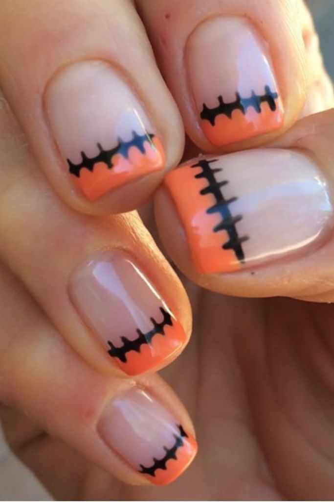 Stitch skin halloween nail art