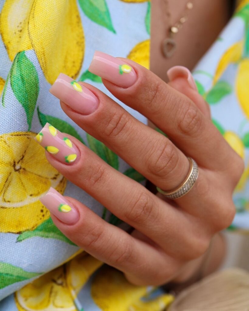 lemon painted on nails