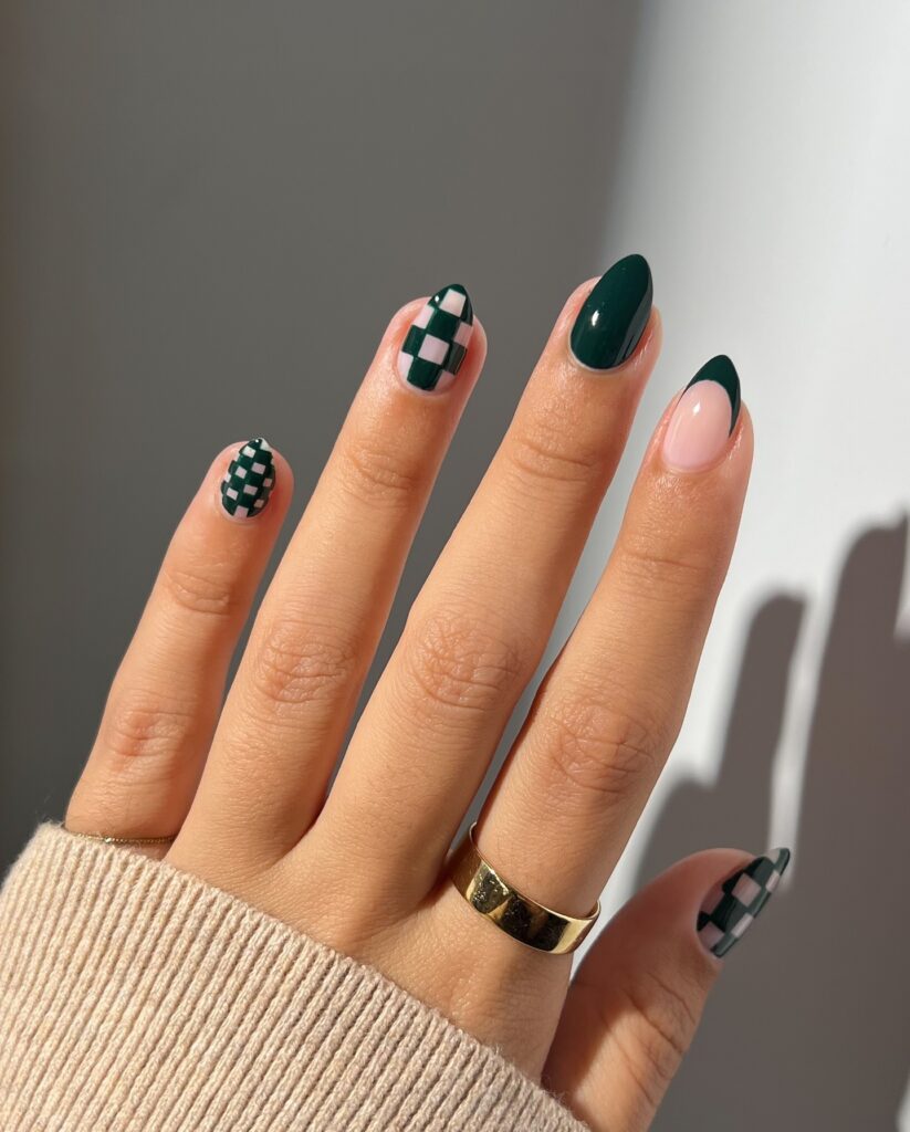 Forest green fall nails