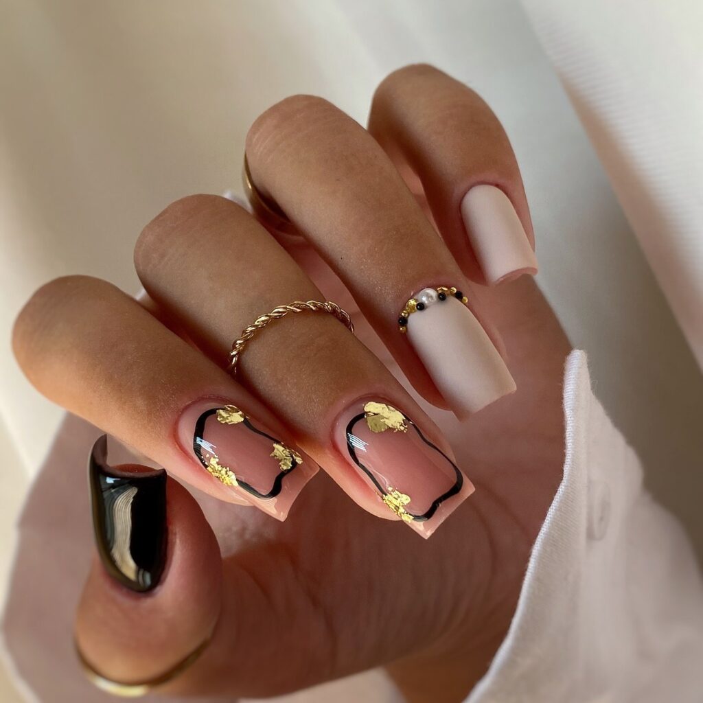 Gold foil square nails