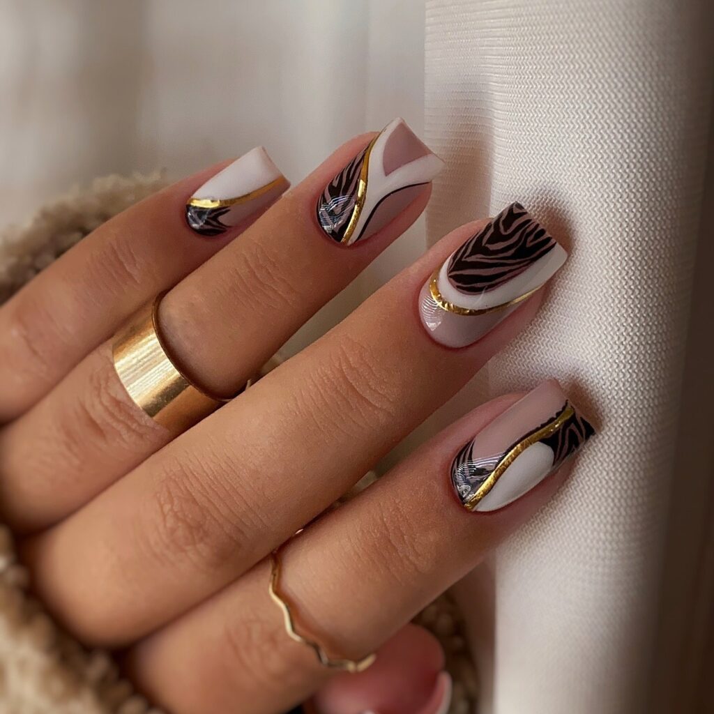 Lion print nails