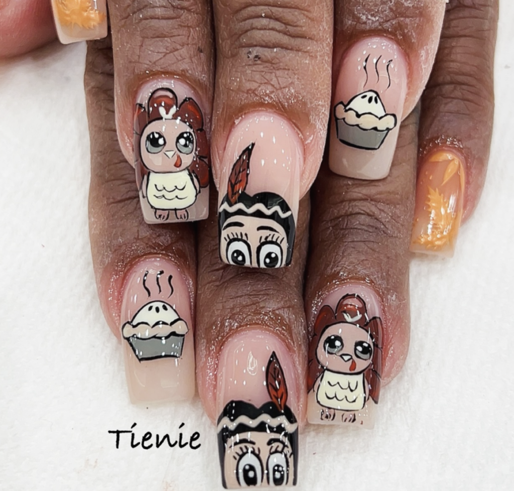 Thanksgiving cartoon manicure