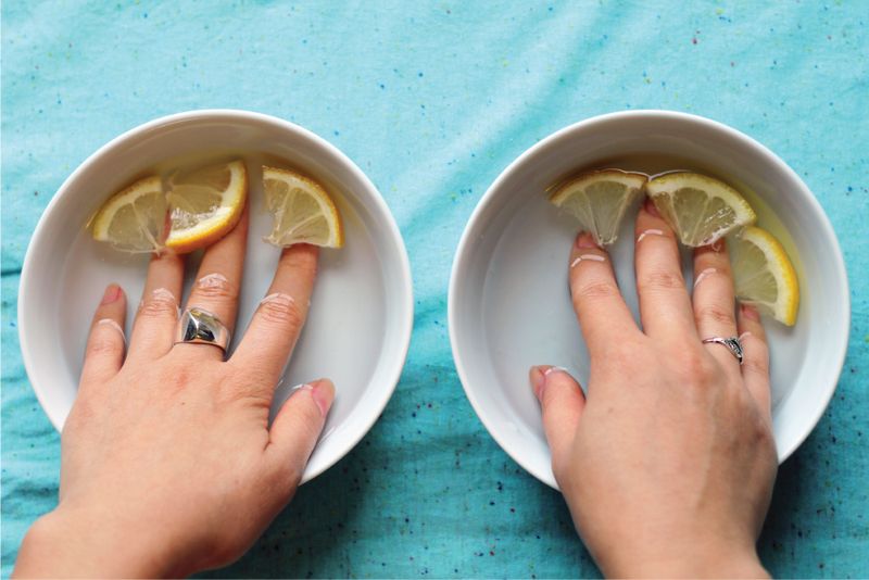 nails soaked in lemon juice