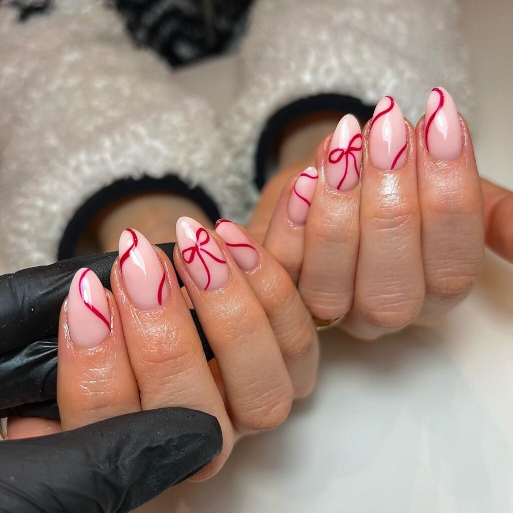 red bow nails