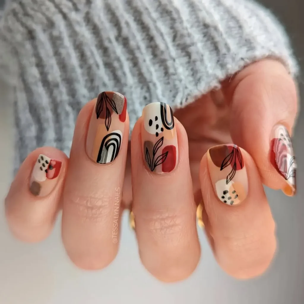 Abstract boho nail design