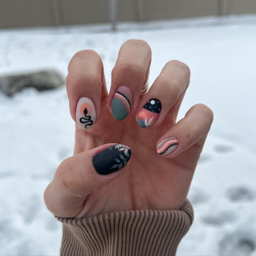 Black boho nails