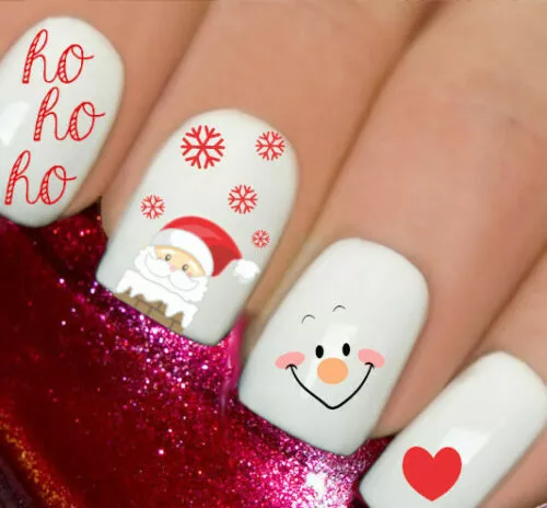 Christmas snowman nail art