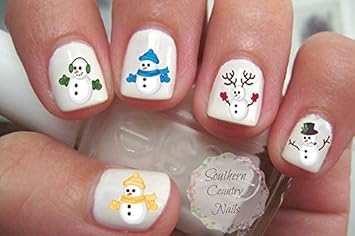 Colorful snowman nail art