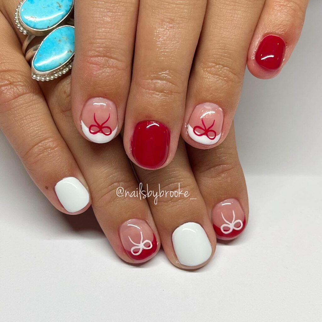 Cute coquette nail design for extremely short nails