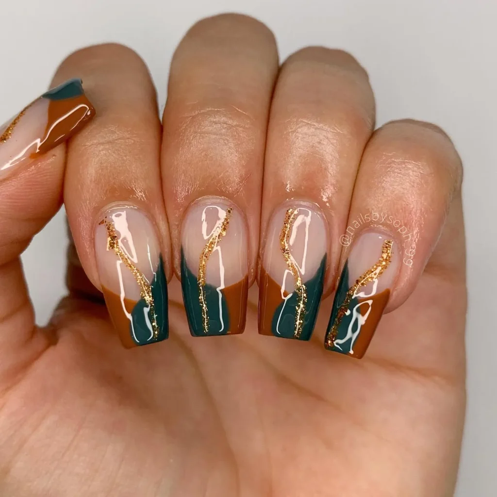 Fall bohemian nail art idea