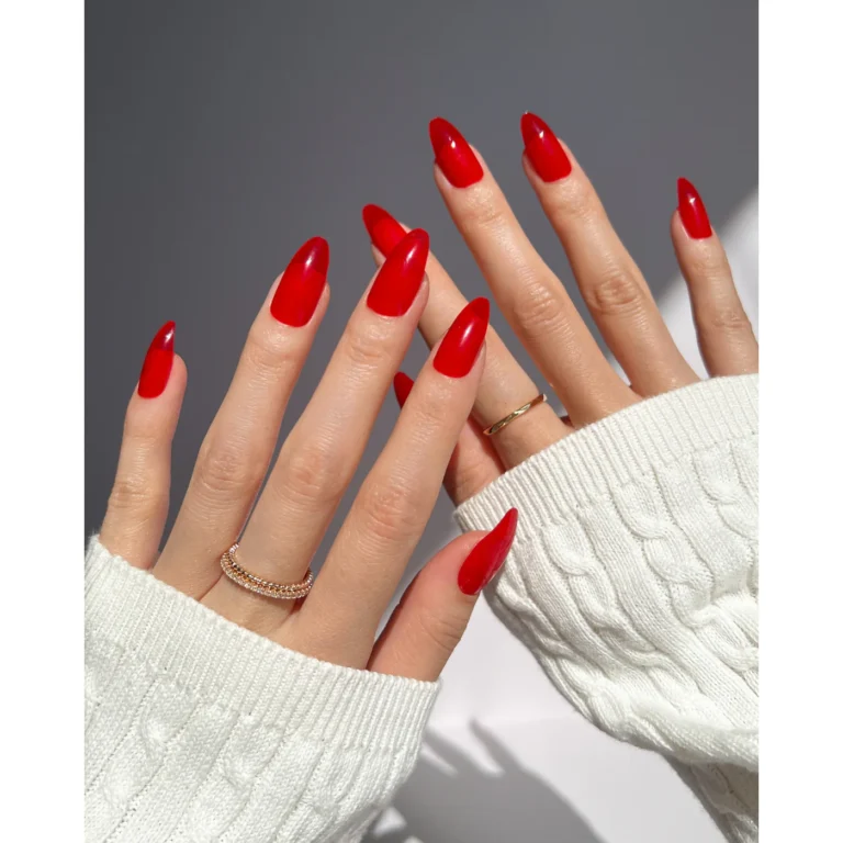 Jelly red nail design
