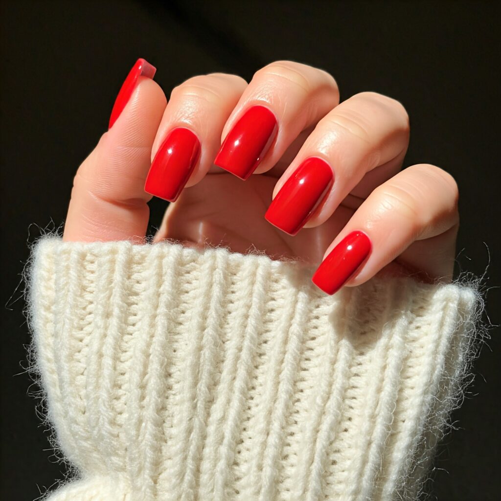 Red square nails