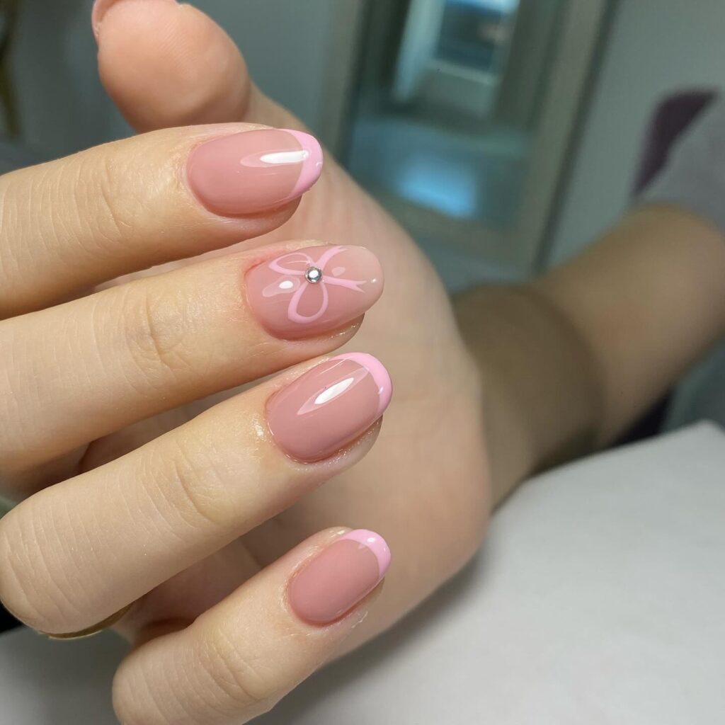 Simple baby pink coquette nails