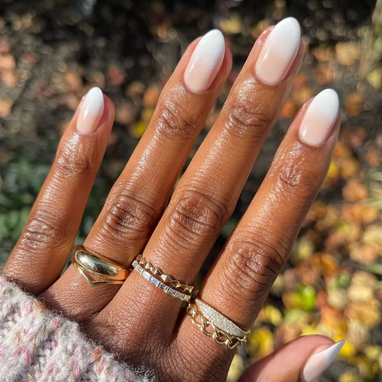 Soft white ombre nails