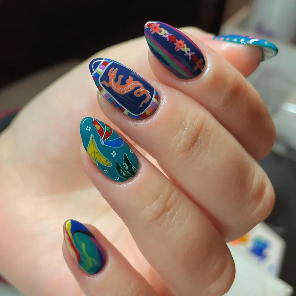 Summer boho nail art design