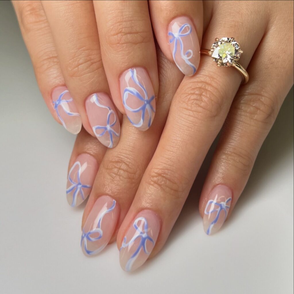 Water marble effect bow nails