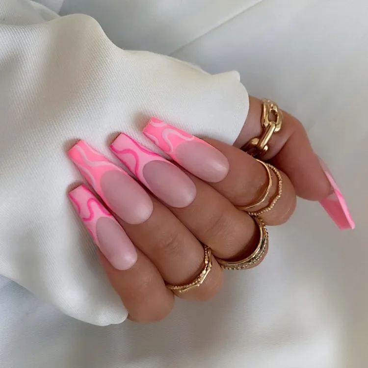 Matte pink swirly french