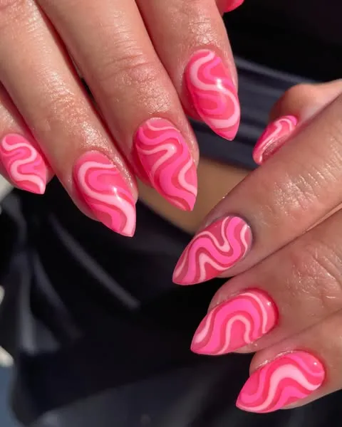 swirls on jelly pink nails