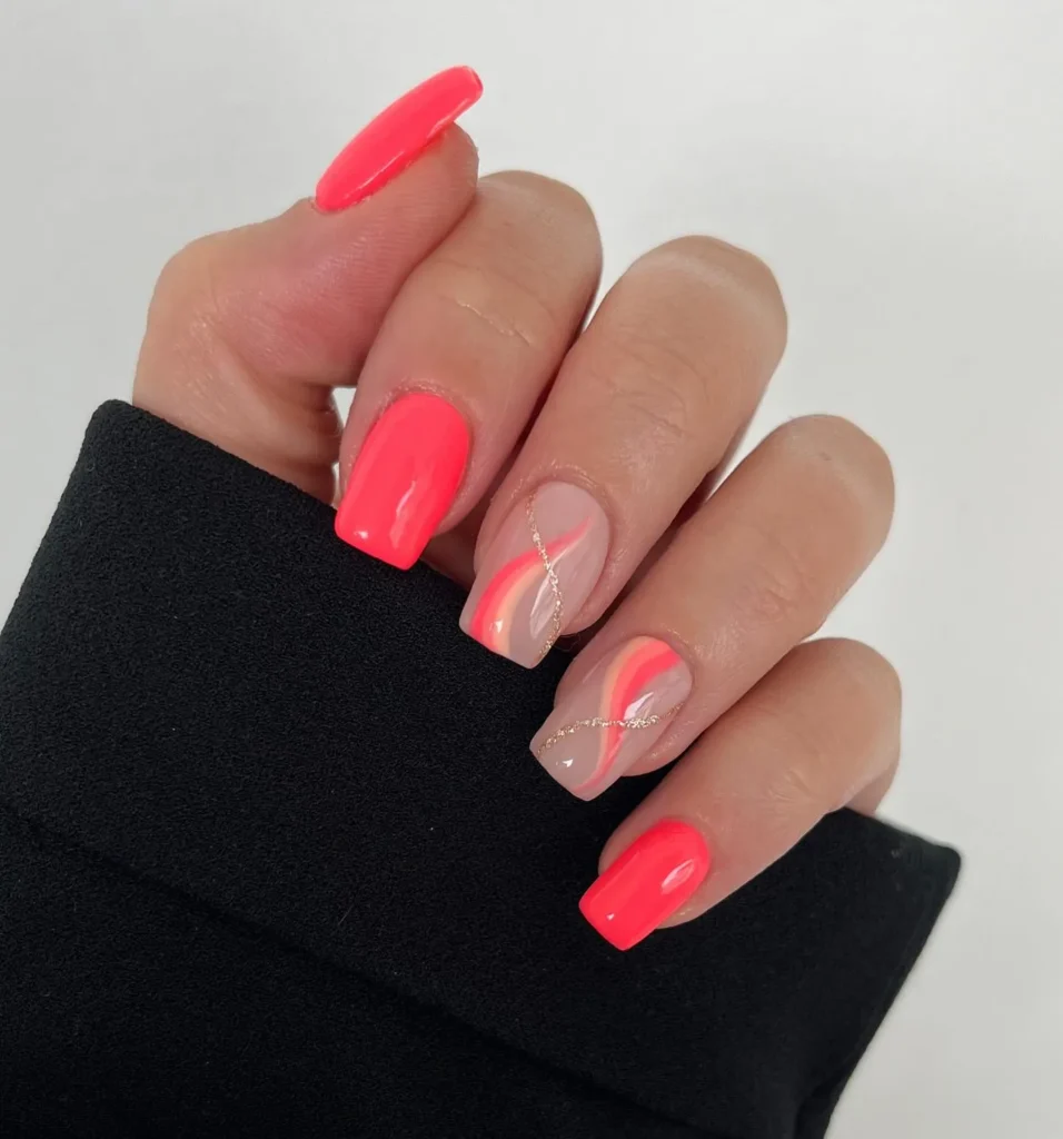 Vibrant orange and pink swirls