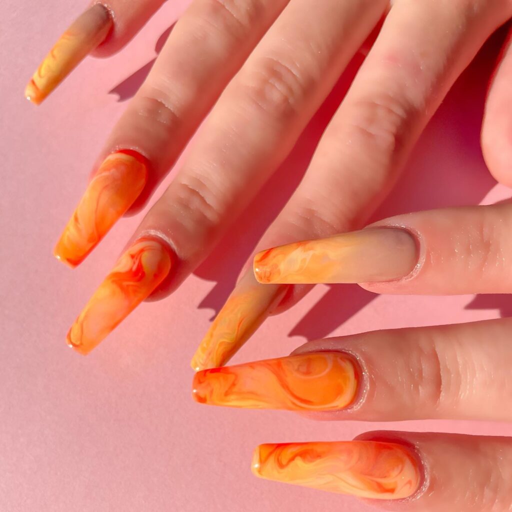 Fiery marble nail art
