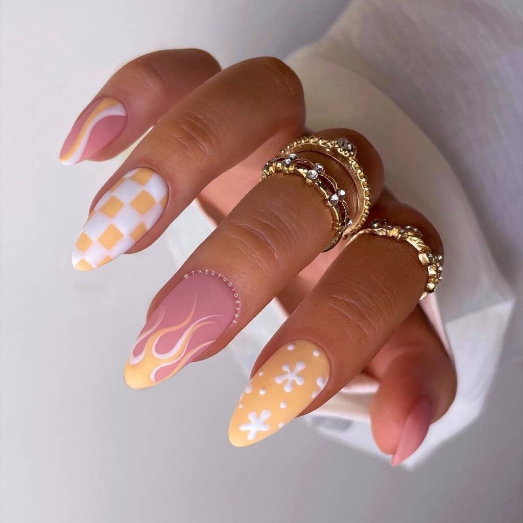 Flame nail art
