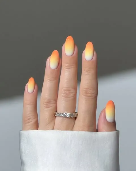 Orange and white ombre nails