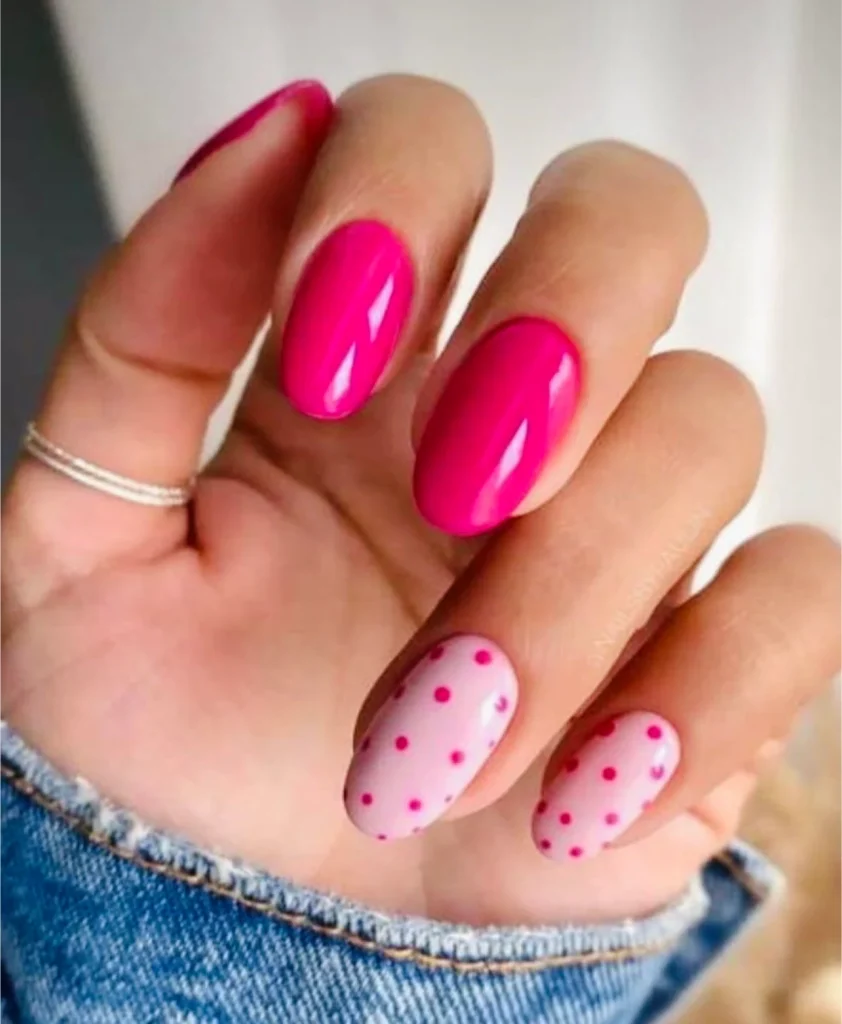Pink polka dot nails