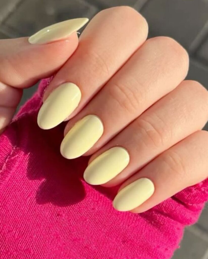 Yellow butter color nails