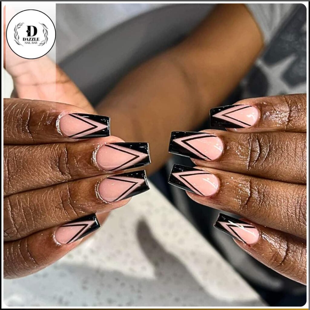 Coffin shaped black nails
