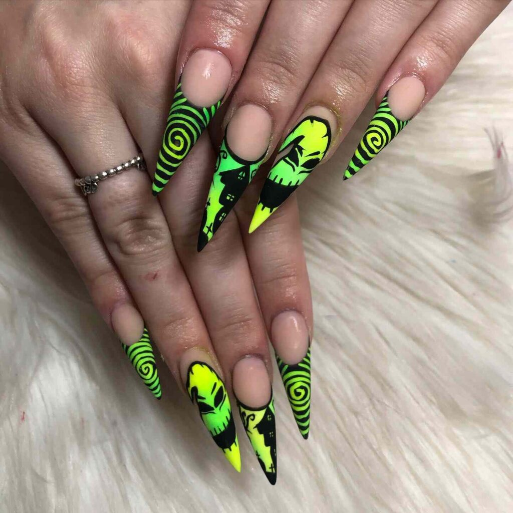 Halloween nails in stiletto shape