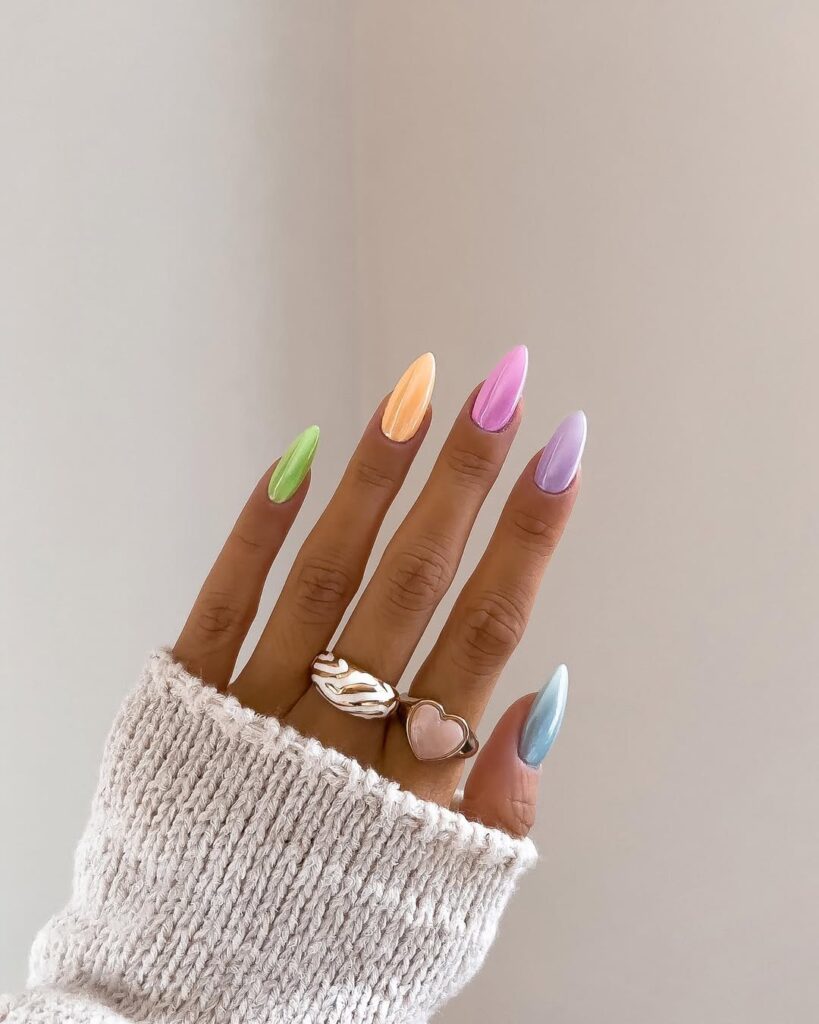 Pastel chrome nails