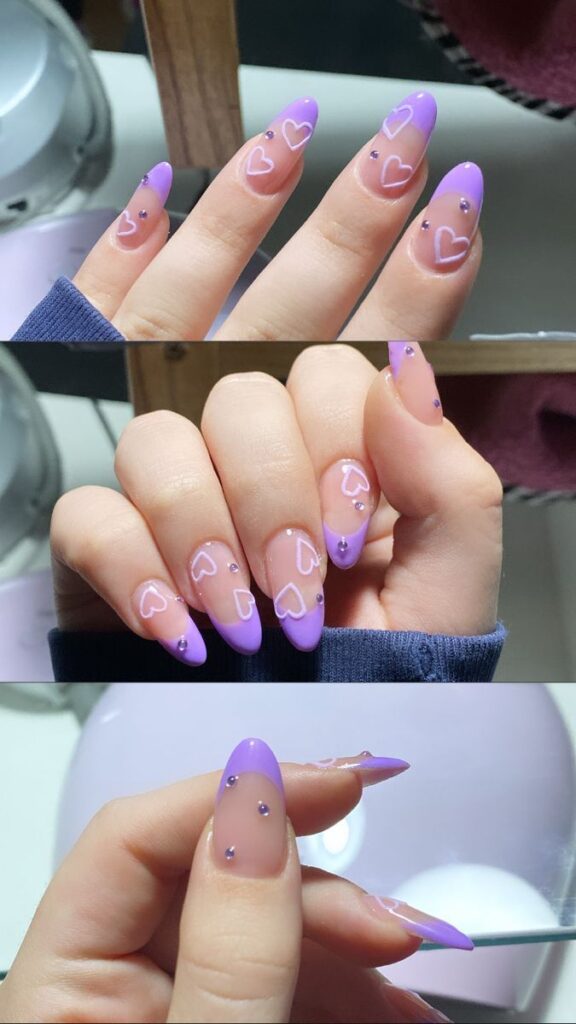 Pastel purple heart nails